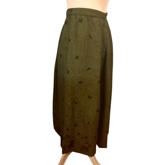 Vintage midi skirt Womens size 6 cottagecore folkcore peasant boho artsy green - Picture 15 of 16